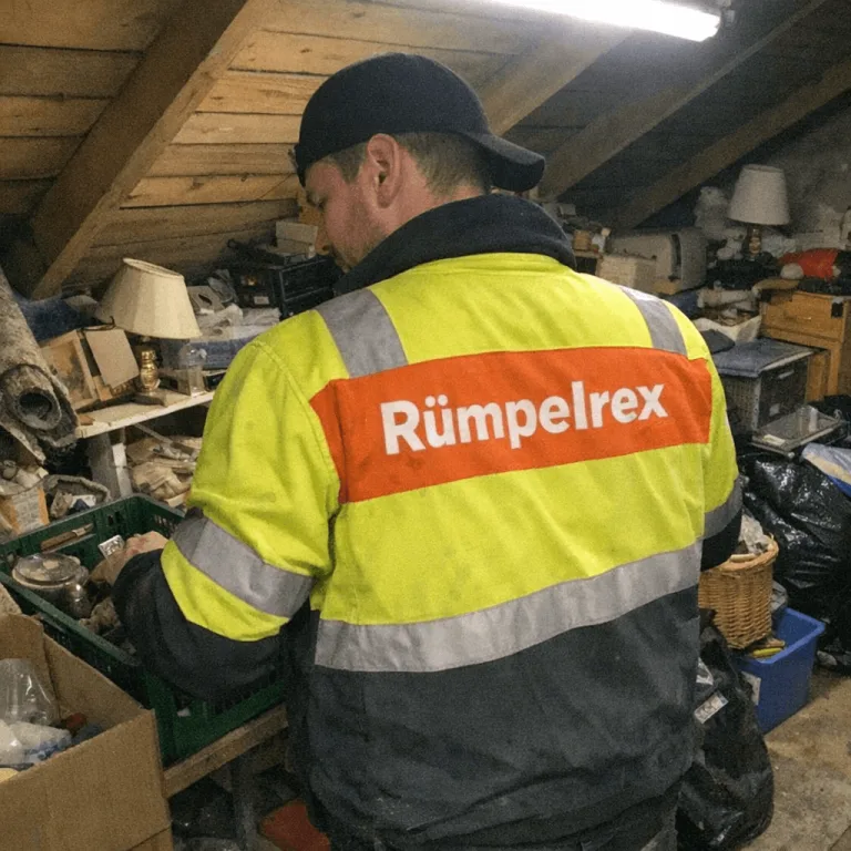 Rümpelrex Fachkraft beim Sortieren von Hausrat